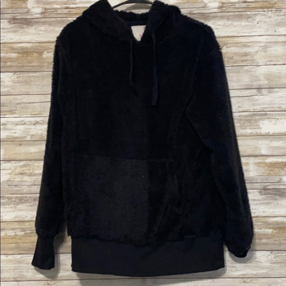 Ladies Black Sherpa Hoodie